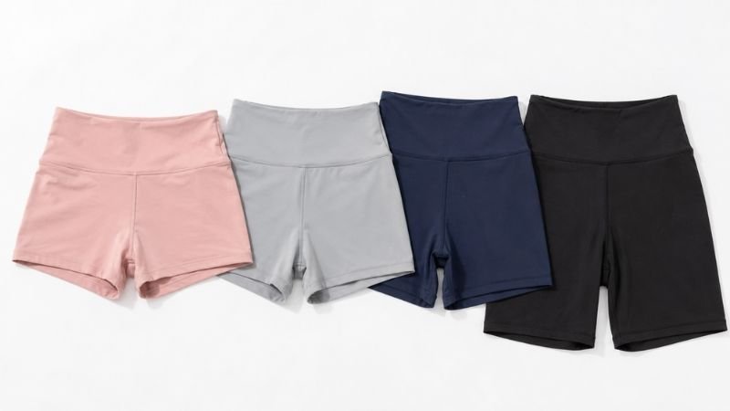 Side-by-side comparison of women's running shorts inseam lengths from 2.5 inch to 7 inch