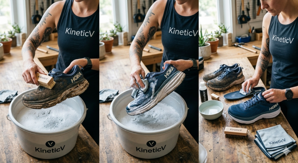 Pairing Hoka sneakers with KineticV compression socks for optimal muscle recovery.