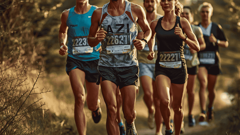 A group of runners gathered at the end of a trail, showcasing the pairing of top-tier running shoes from various brands—along with high-performance athletic apparel—in a real-world athletic setting for 2026.